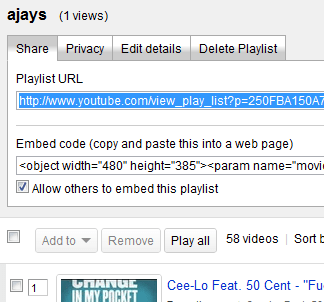 youtube playlist share